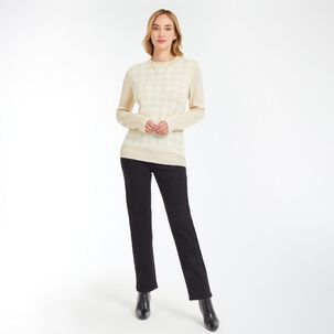 Sweater Jacquard Delantero Cuello Redondo Mujer Geeps