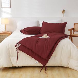 Set De Piecera De Lino Con 2 Fundas De Almohada