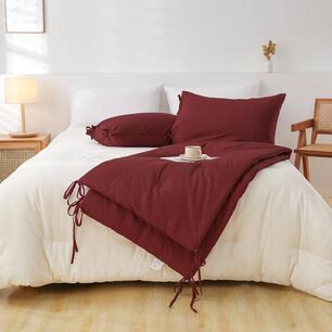 Set De Piecera De Lino Con 2 Fundas De Almohada
