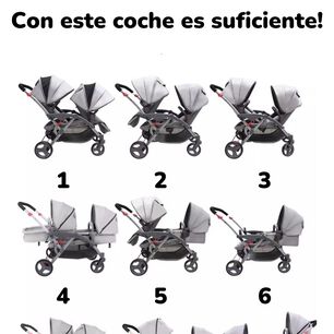 Coche Doble Duo Reclinable 9 Modos En 1 Lubabycas Negro