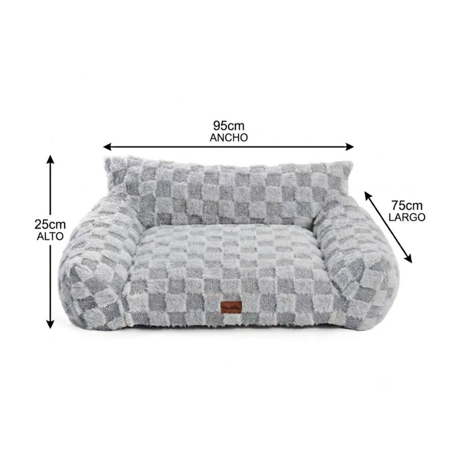 Cama Sof&aacute; Para Perros Y Gatos Dise&ntilde;o Cuadros Gris Lavable Talla L image number 1.0