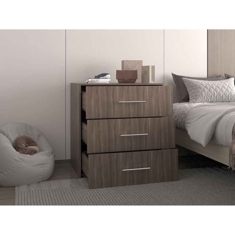 Comoda 3 Cajones 82,1x80x52,3 Cm Caf&eacute; Y Negro image number 5.0