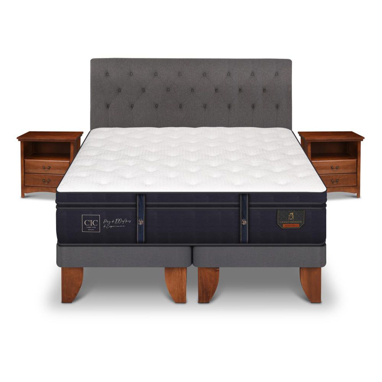 Cama Europea Cic Grand Premium / King / Base Dividida + Set De Maderas image number 0.0