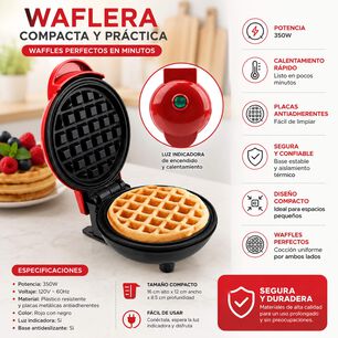 Waflera El&eacute;ctrica Compacta 350w Antiadherente Con Luz Cocina