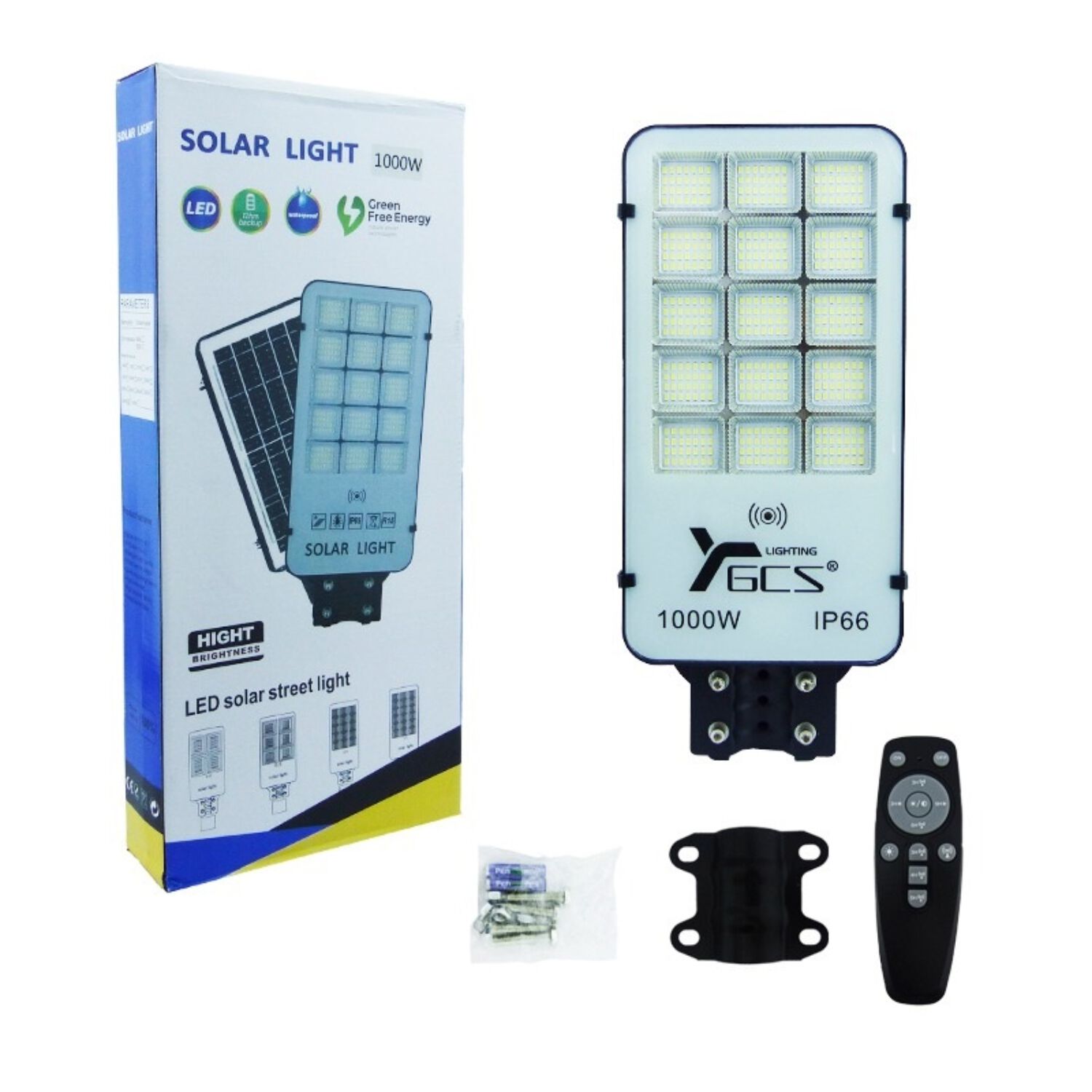 Foco Para Poste Solar 1000w Con 15 Placas 420 Led Pvc Con Control image number 0.0