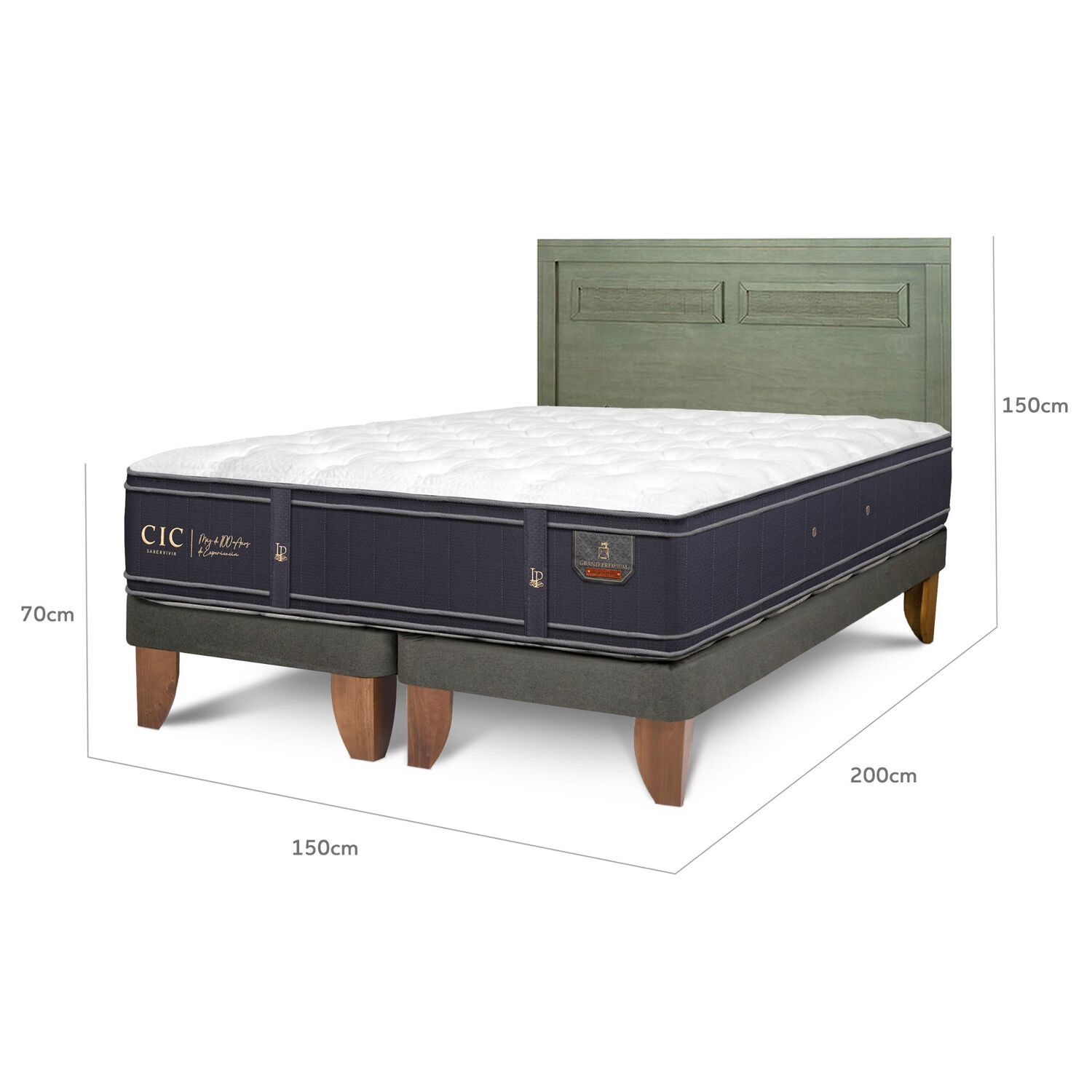 Cama Europea Cic Linea Premium / King / Base Dividida + Respaldo image number 2.0