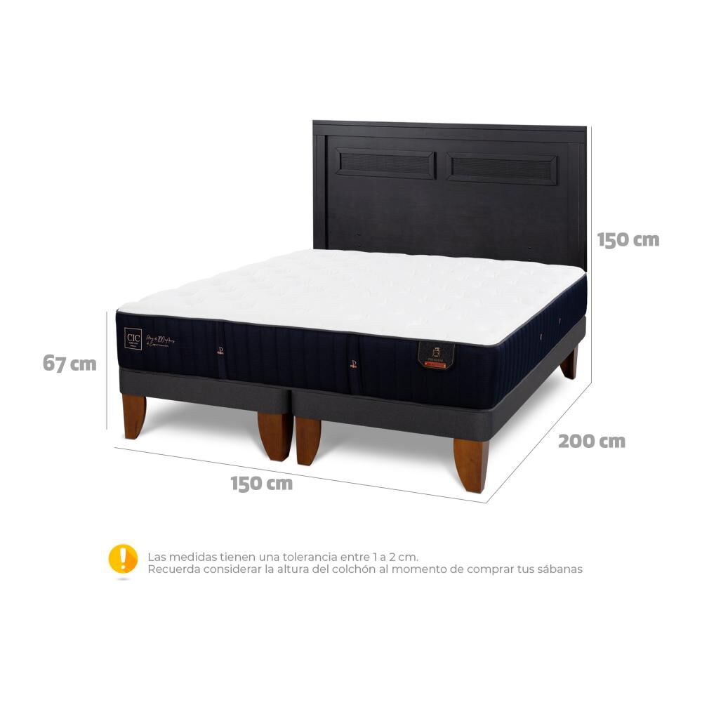Cama Europea Cic Linea Premium / 2 Plazas / Base Dividida + Respaldo image number 4.0