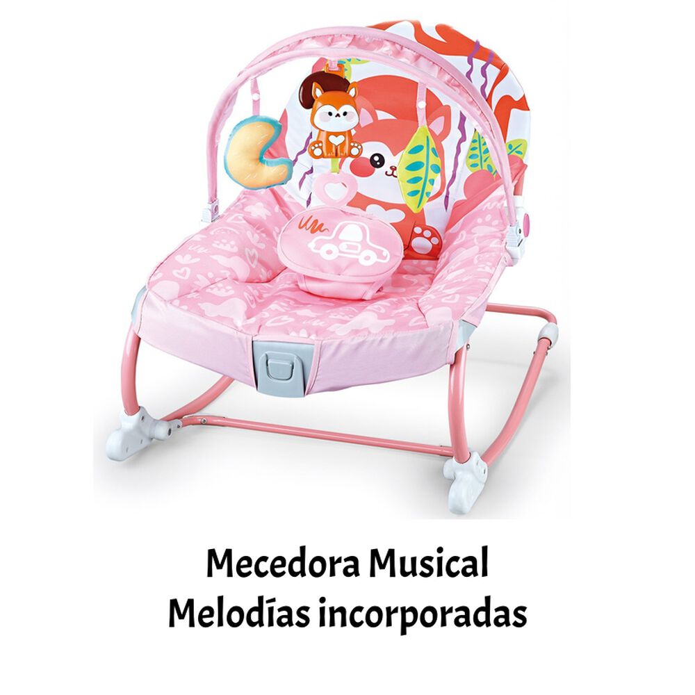 Mecedora Bebé Silla Nido Musical Vibración Rosada Lubabycas image number 2.0