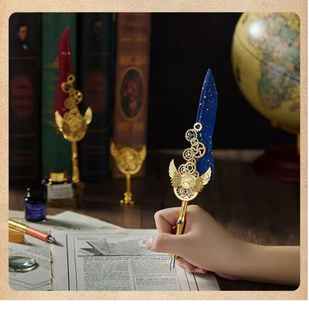 Set Escritura Vintage Pluma Lacre Steampunk Gotico image number 4.0