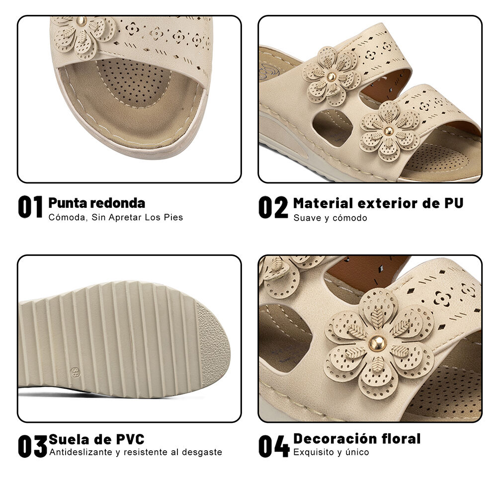 Sandalia Estilo Chala Confort Taco Cuña Mujer Weide Jn723 image number 8.0