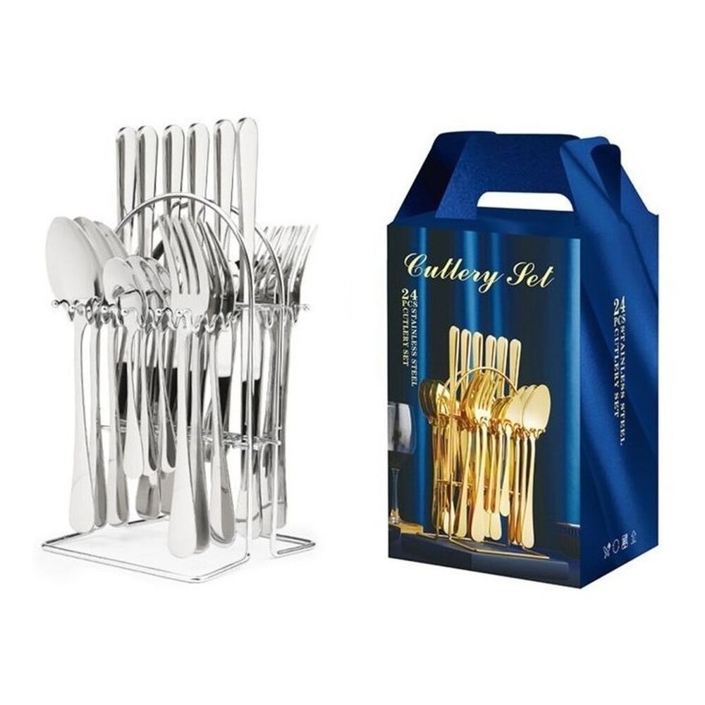 Juego Cubiertos 24 Piezas Acero Inoxidable Plateado Elegante image number 2.0
