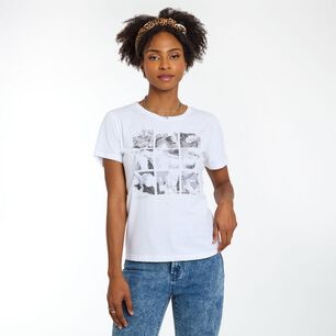 Polera Estampada Manga Corta Cuello Redondo Mujer Rolly Go