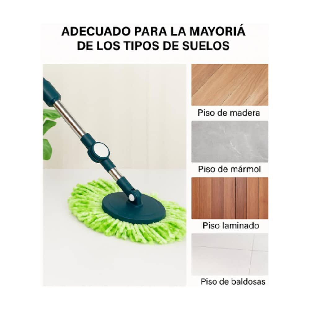 2 Mopas Giratoria 360&deg; Trapeador Canasto Met&aacute;lico Con Pa&ntilde;os image number 4.0