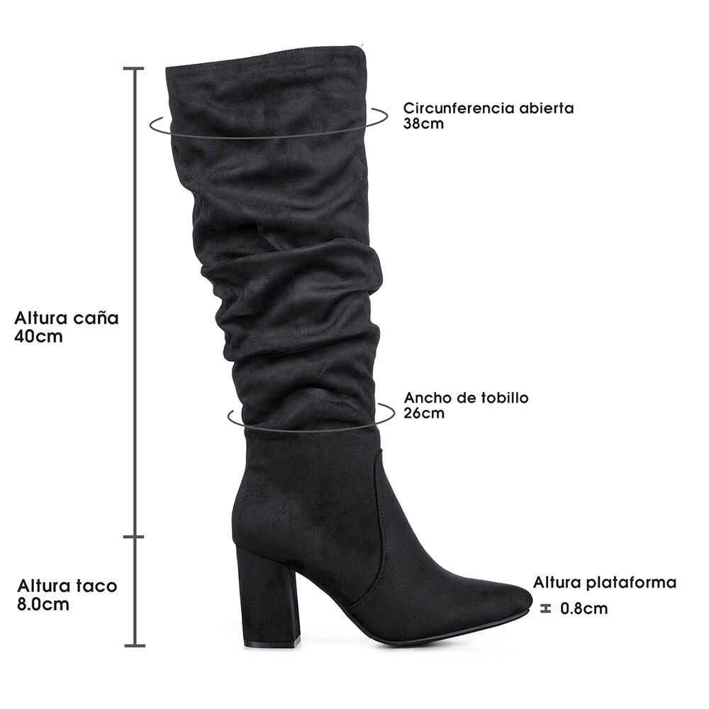 Botas Largas Mujer Casual Gamuza Tacon Grueso Weide Hx512 image number 5.0