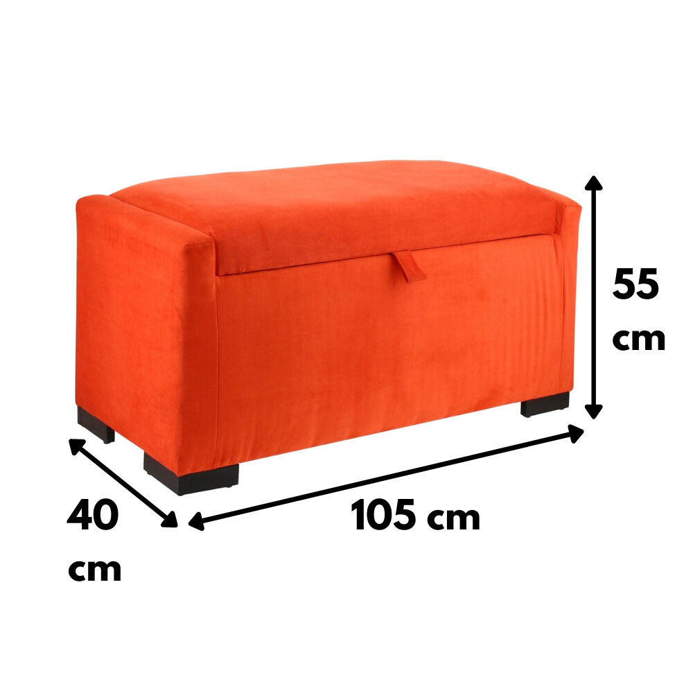 Banqueta Leyzy Naranjo Con Baúl 105x50x45 Cm De Máxima Design image number 3.0