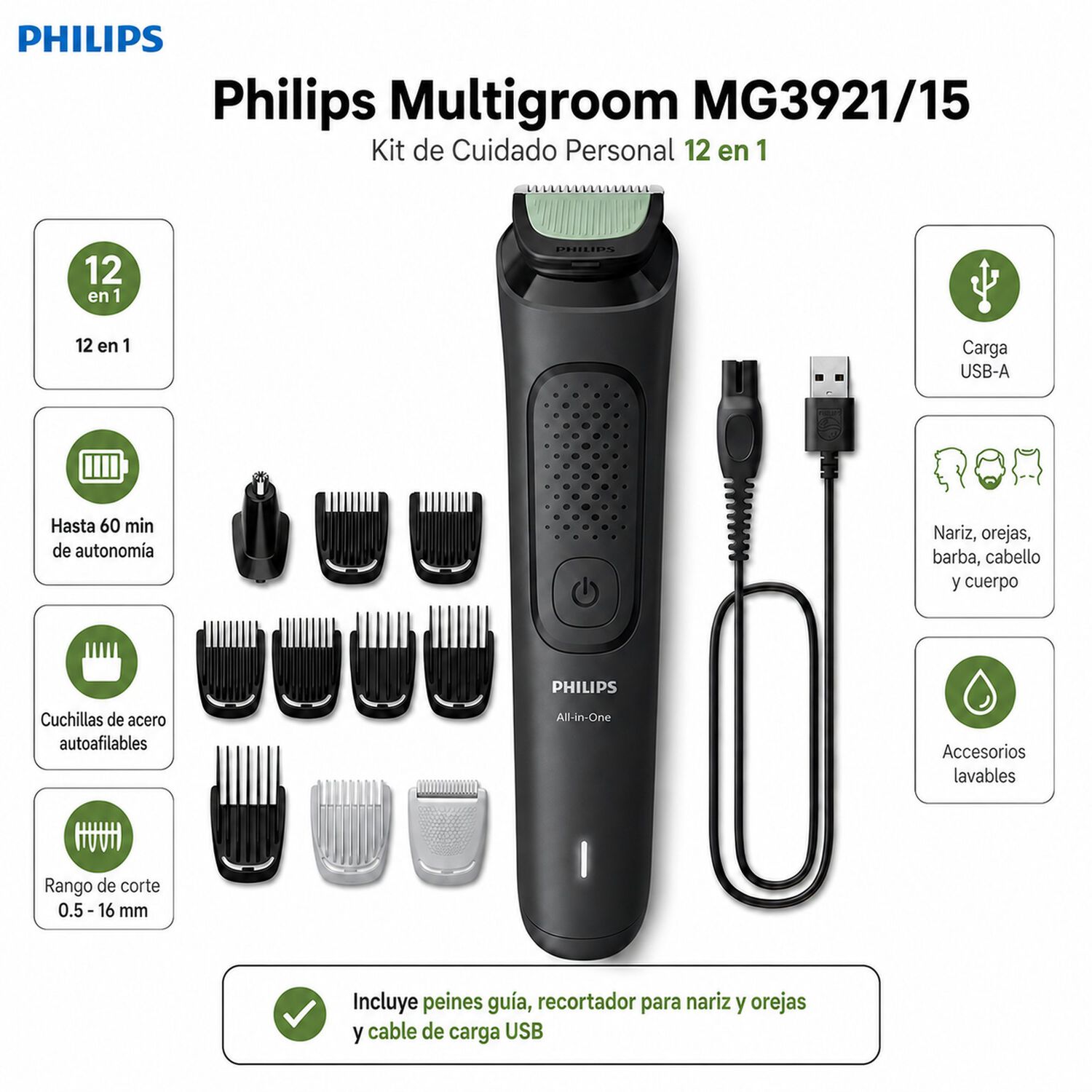 Kit Cuidado Personal Para Barba Y Cabello Philips Multigroom image number 3.0