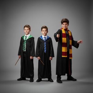 Disfraz Harry Potter Tunica Varita Bufanda Gryffindor Niño