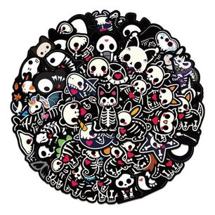 Set Stickers Calcomonias Animalitos Corazon Skull Black Love