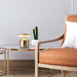 L&aacute;mpara De Mesa Recargable Led Pm2701 - Dorado