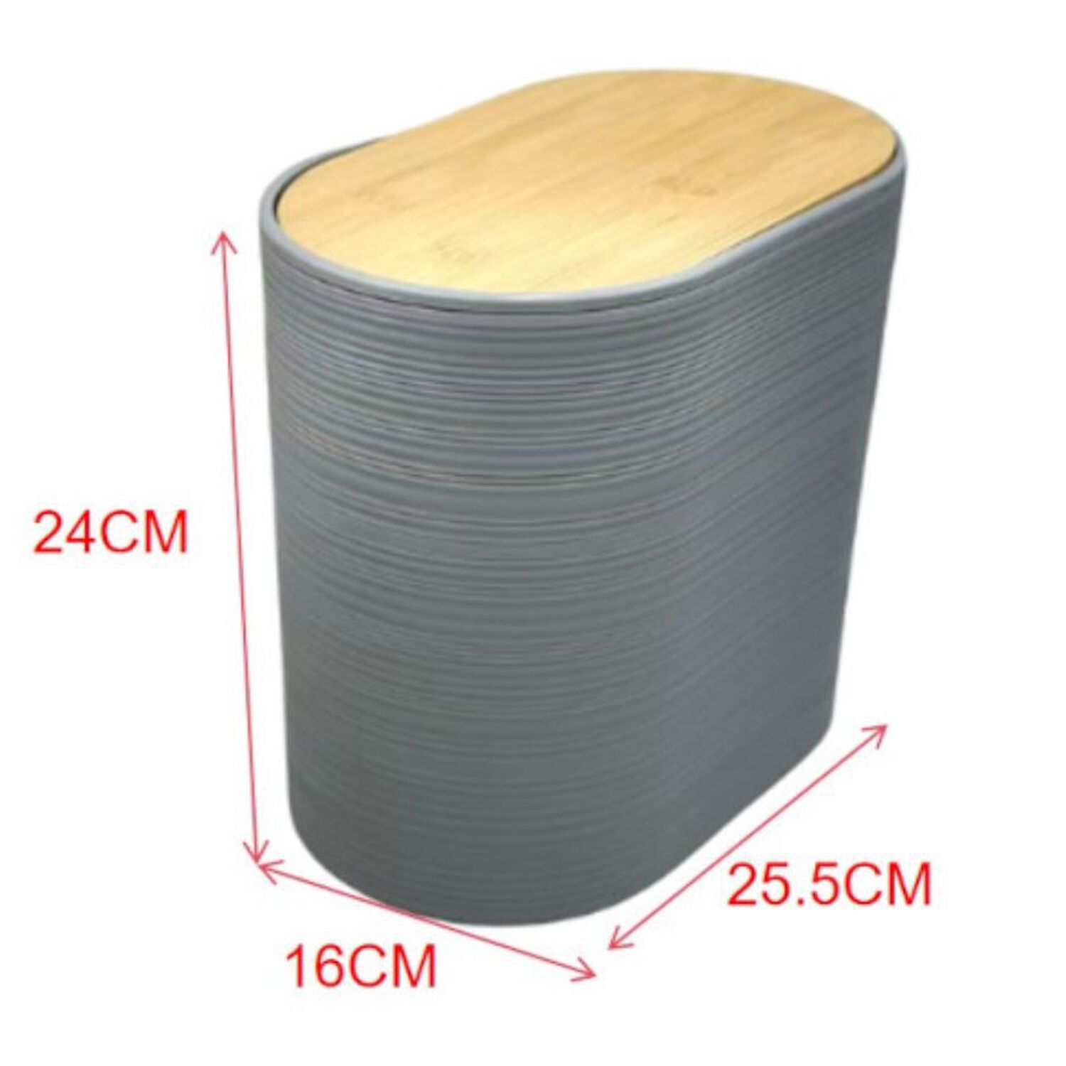 Cesto De Basura Papelera Oval Gris 24x25.5 Cm image number 3.0