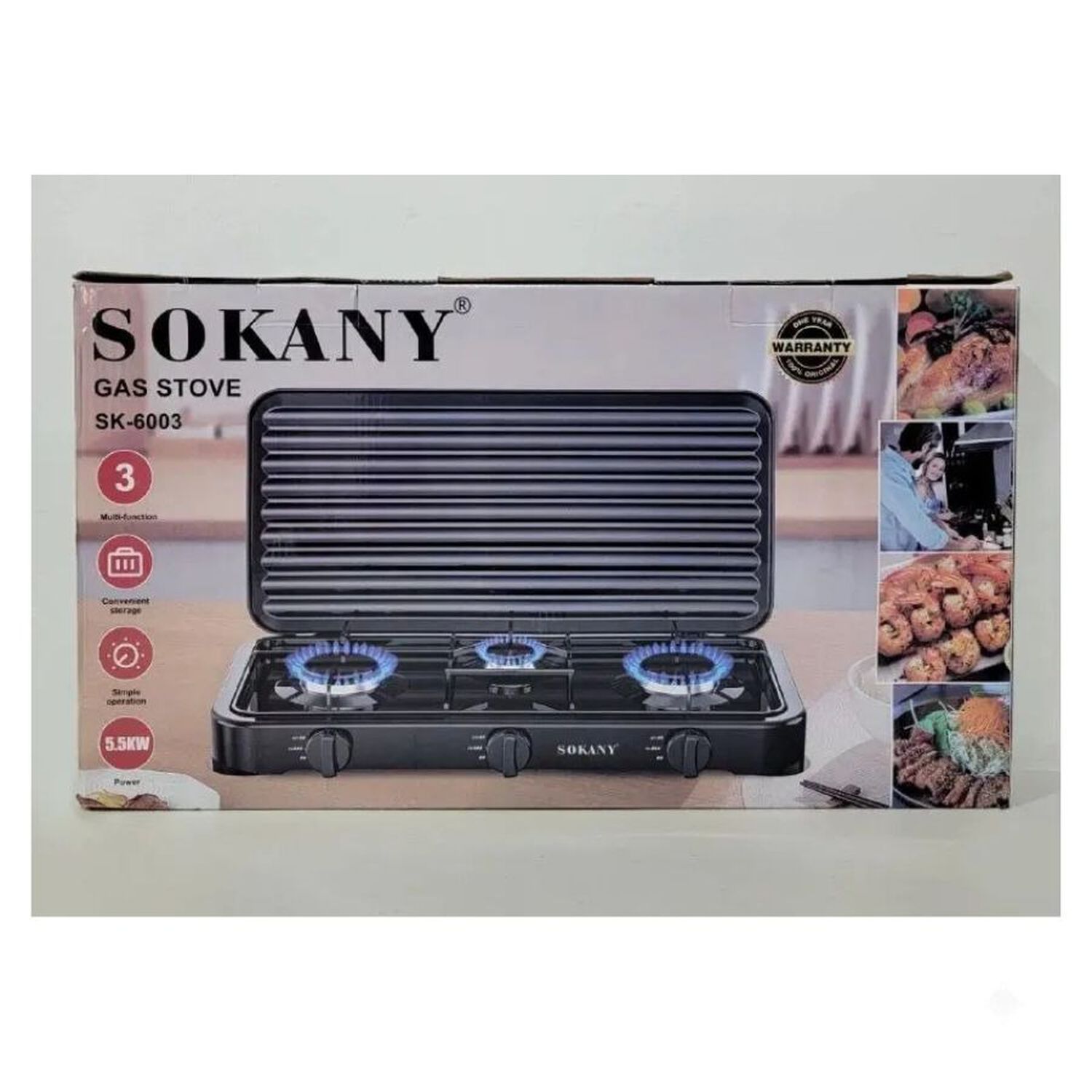 Estufa A Gas Port&aacute;til Sokany Sk-6003 3 Quemadores image number 2.0