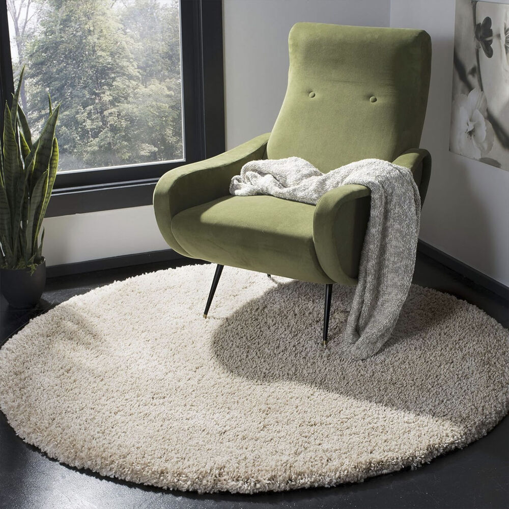 Alfombra Shaggy De Polipropileno Redonda 190cm Barcelona - Beige image number 0.0