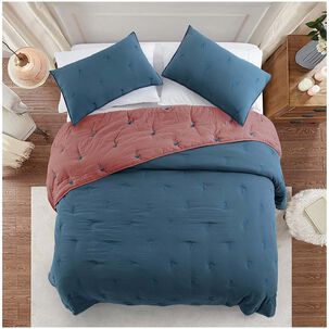 Cubrecama De Algodon Flamingo 2 Plazas Azul/s