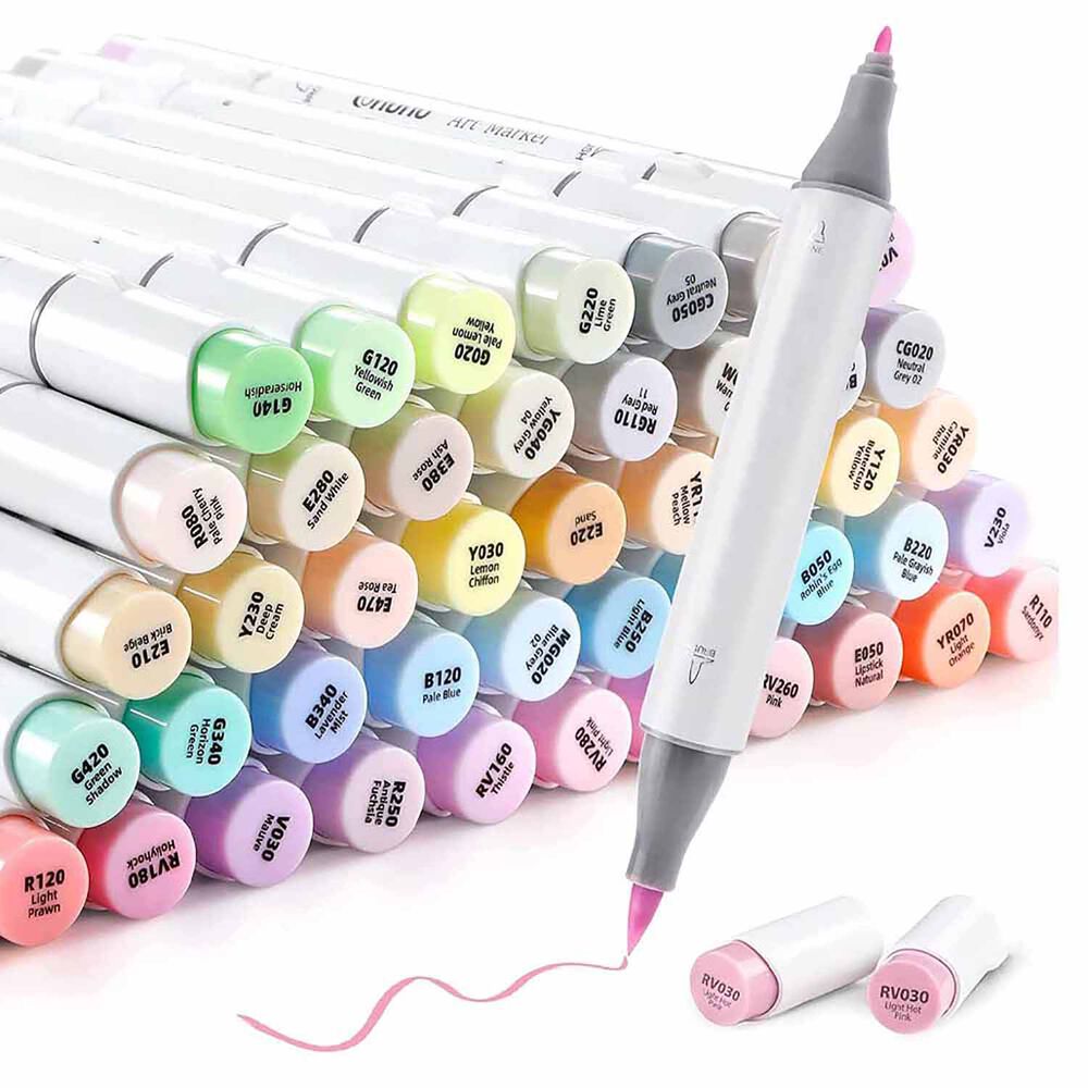 Ohuhu 48 Marcadores Alcohol Pastel Sweetness Pincel & Fina image number 0.0