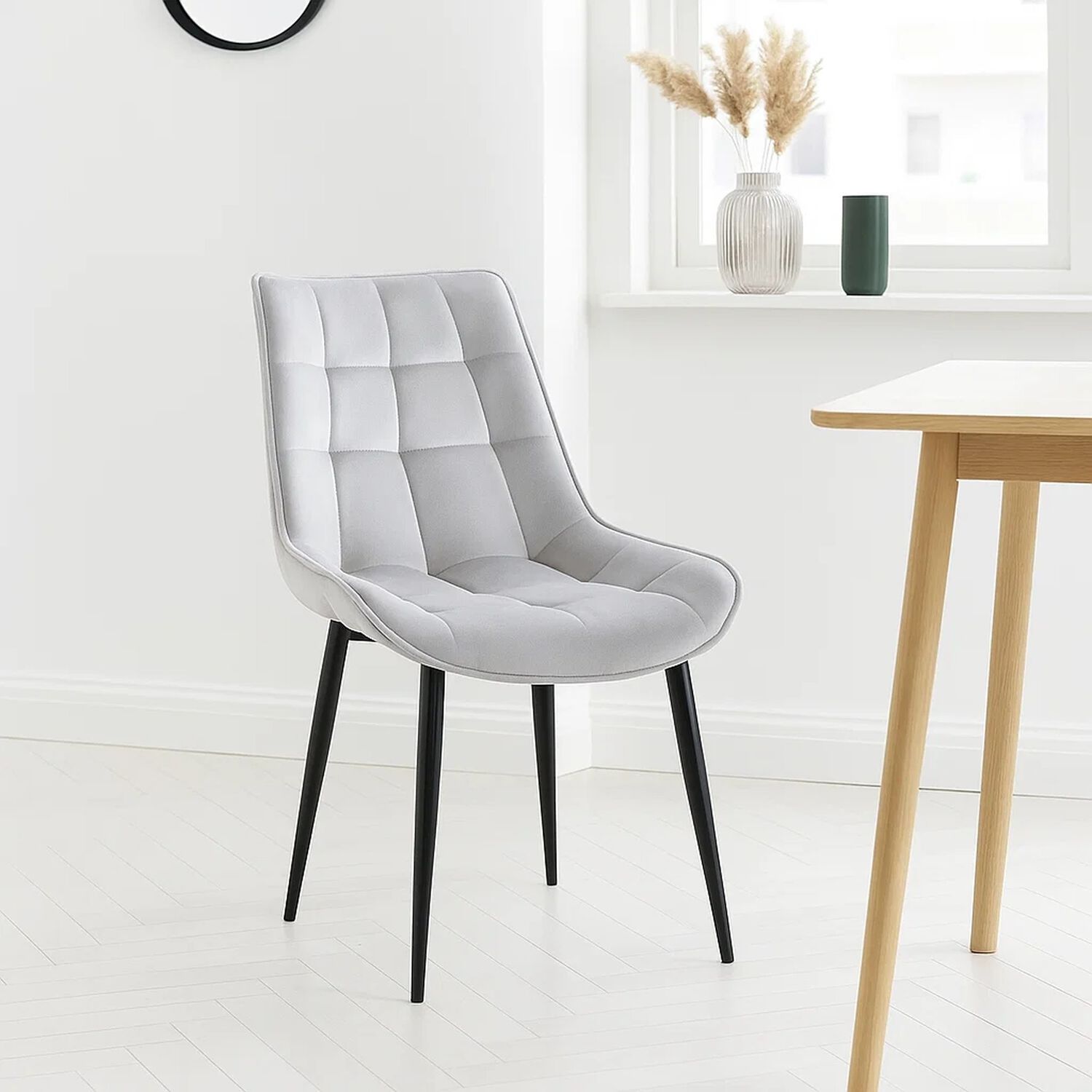 Silla De Comedor Macron Acolchada Terciopelo - Gris image number 2.0