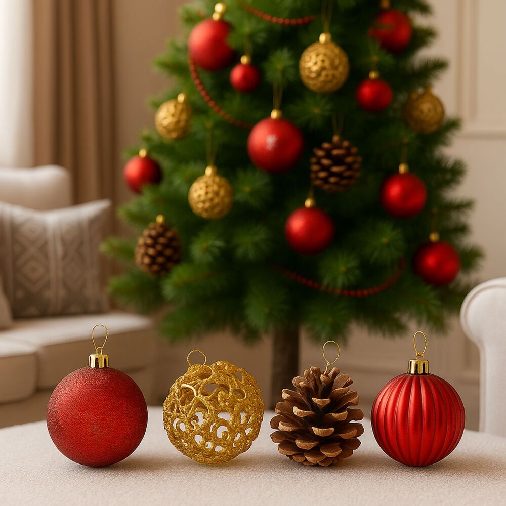 Set 12 Adornos Navideños Bambalina 6cm Decoración Navidad image number 2.0