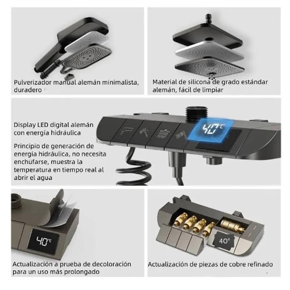 Ducha Columna Moderna 4 Funciones Llave Botones Digital image number 2.0