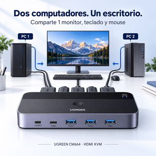 Switch Kvm Ugreen Hdmi 4k 60hz Usb 3.0 Para 2 Pc