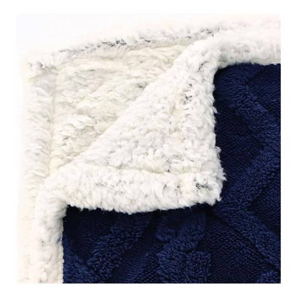 Frazada Andes Jacquard Sherpa Azul 2 Plaza image number 2.0