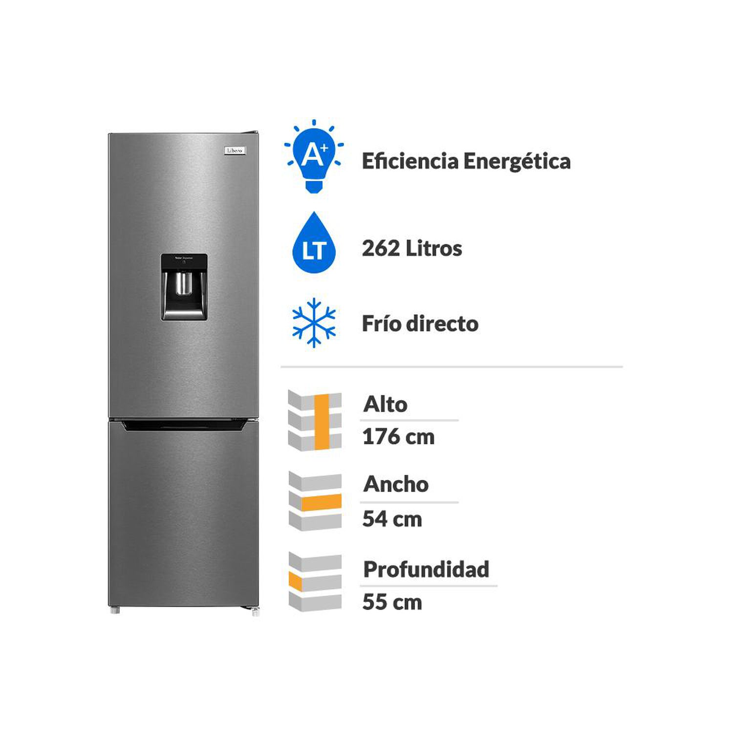 Refrigerador Bottom Freezer Libero LRB-270SDIW / Fr&iacute;o Directo / 262 Litros / A+ image number 1.0