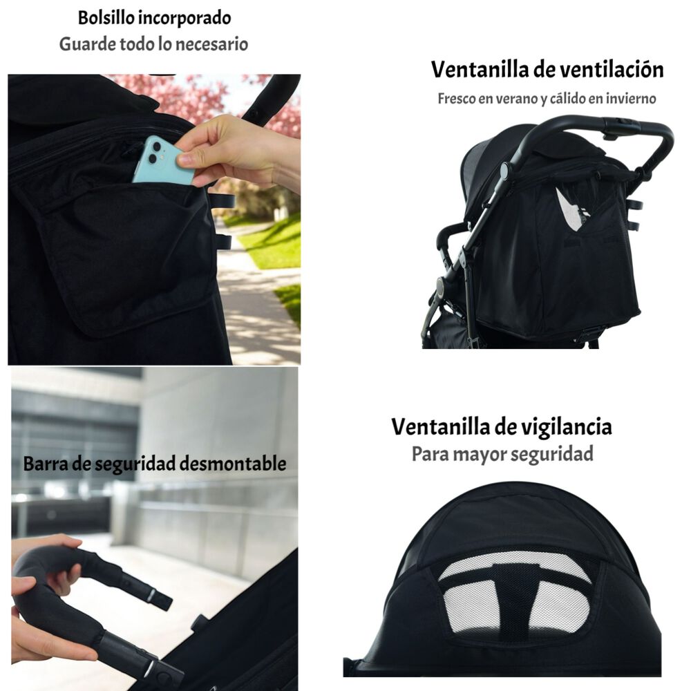 Coche De Paseo Con Posa Vaso 4 Años Iron Negro Lubabycas image number 2.0