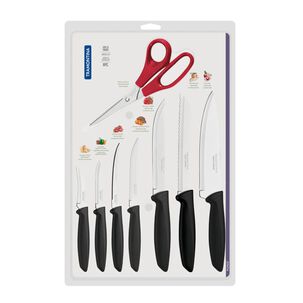 Juego 7 Cuchillos Más Tijera Acero Inoxidable Tramontina
