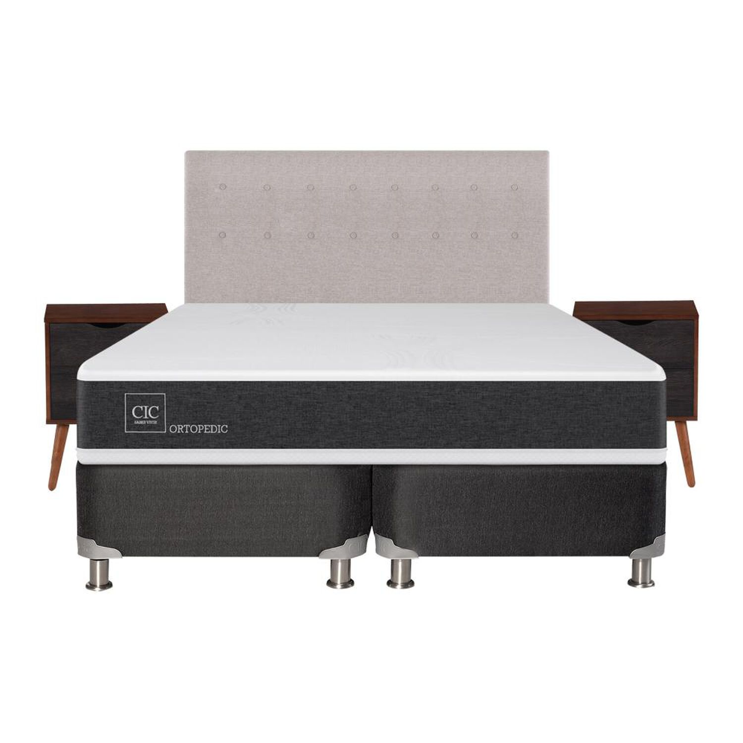 Box Spring Cic Ortopedic / King / Base Dividida  + Set De Maderas image number 0.0