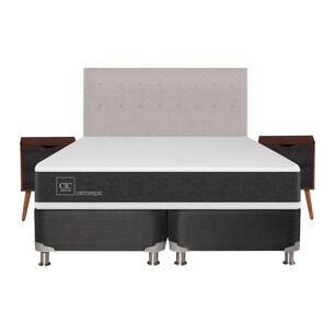 Box Spring Cic Ortopedic / King / Base Dividida  + Set De Maderas