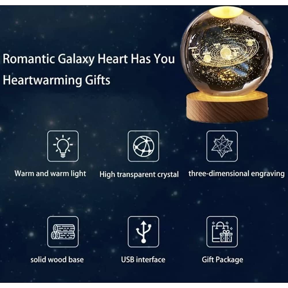 L&aacute;mpara De Luz De Noche Led 3d De Bola De Cristal image number 1.0