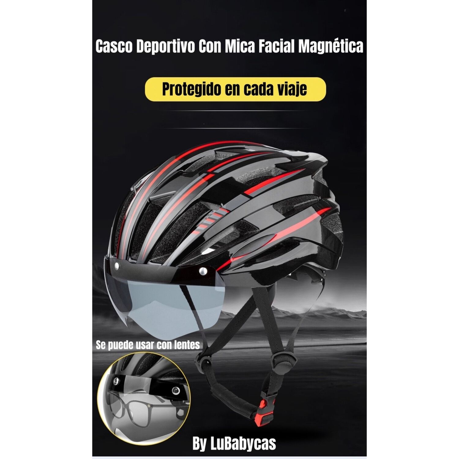 Casco Bicicleta Con Mica Facial Magn&eacute;tica Lubabycas image number 9.0