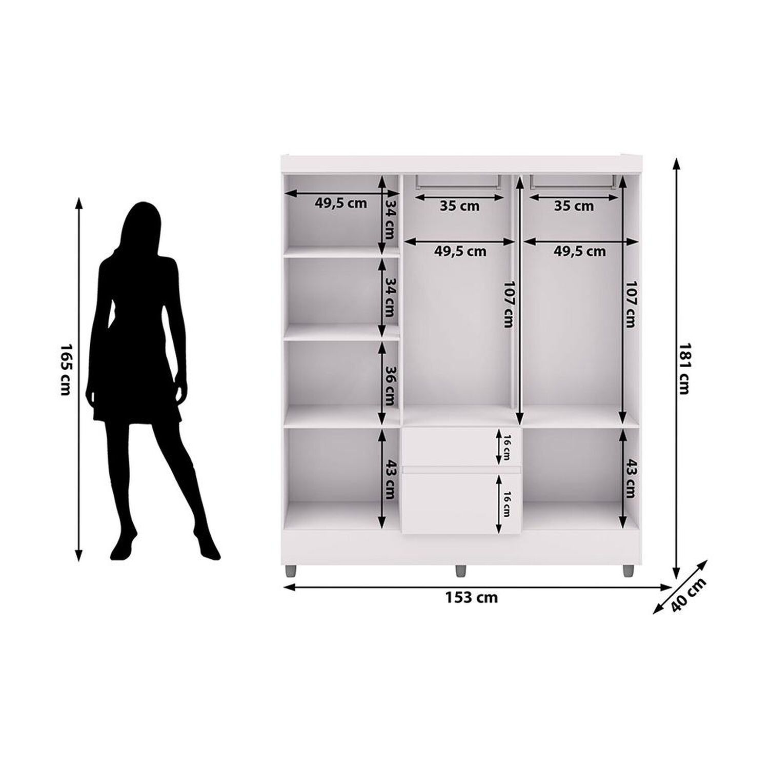 Cl&oacute;set Vekkahome Ideal / 6 Puertas / 2 Cajones image number 1.0