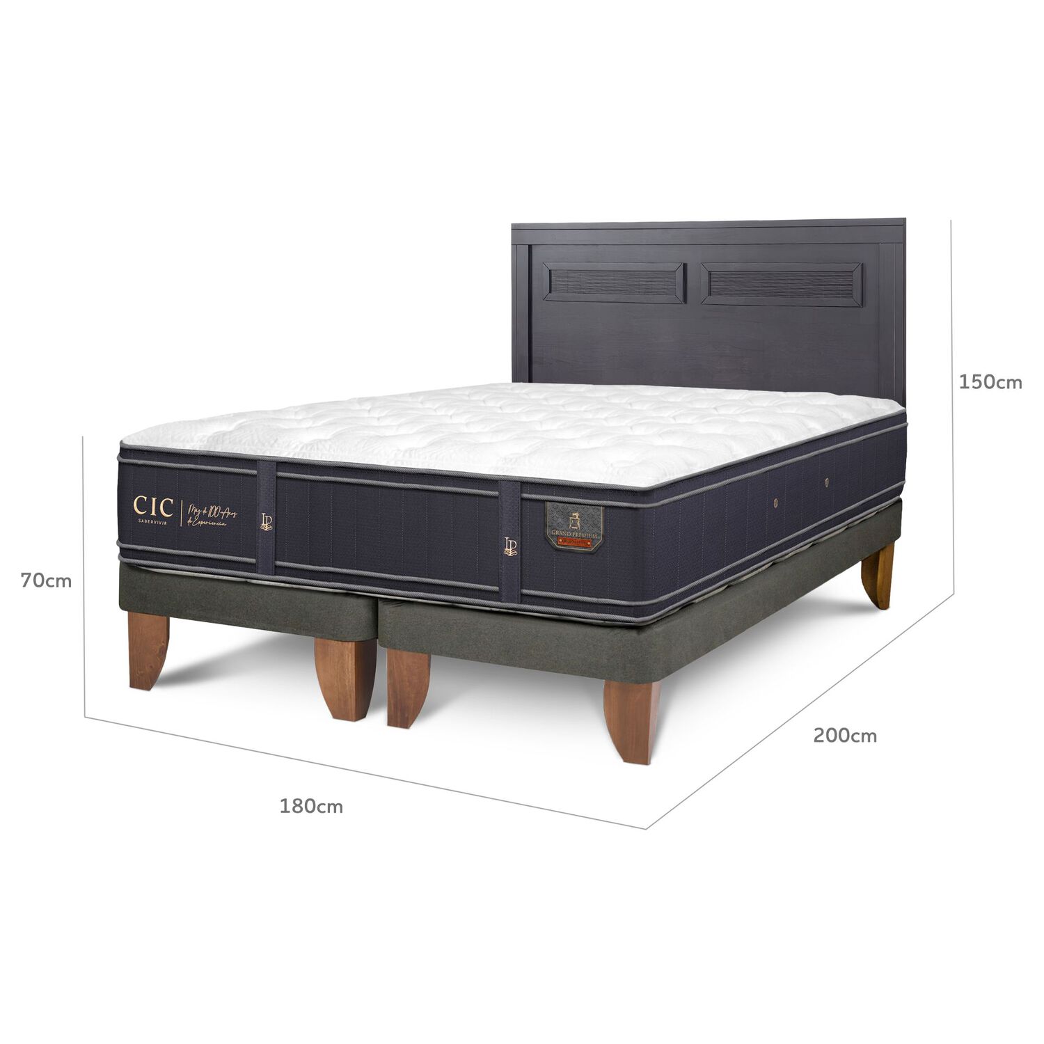 Cama Europea Cic Linea Premium / King / Base Dividida + Respaldo image number 2.0