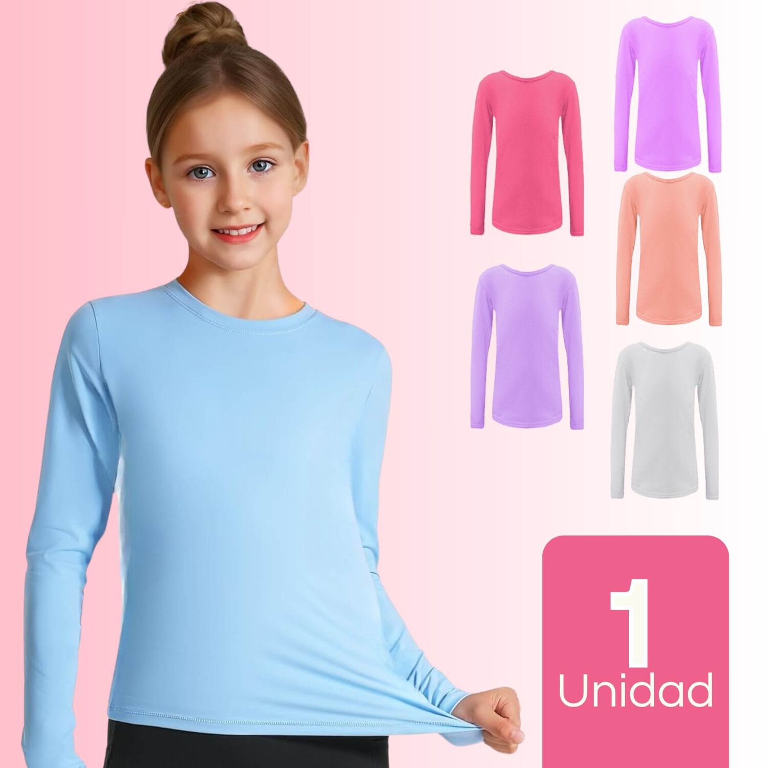 Camiseta Polar De Ni&ntilde;a Primera Capa Cuello Redondo image number 0.0