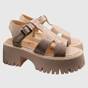 Sandalia Hebilla Charol Café