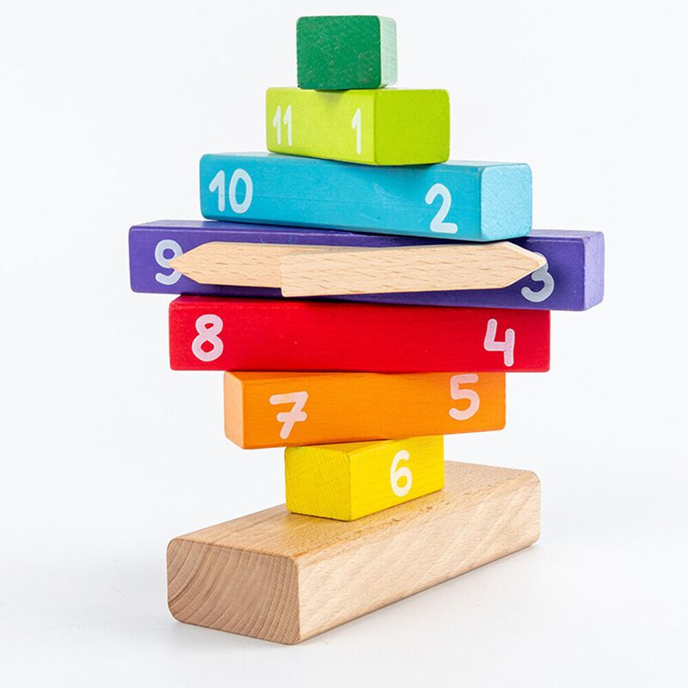 Puzzle De Madera Reloj Bloques Apilable Didáctico Montessori image number 1.0