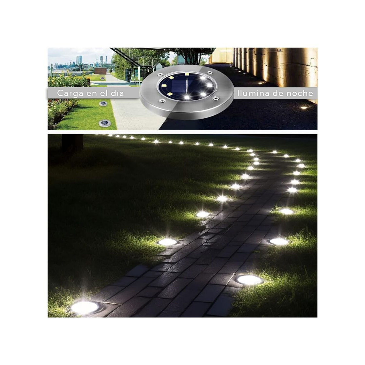 4 Luces Led De Piso Solar Contra Agua image number 4.0