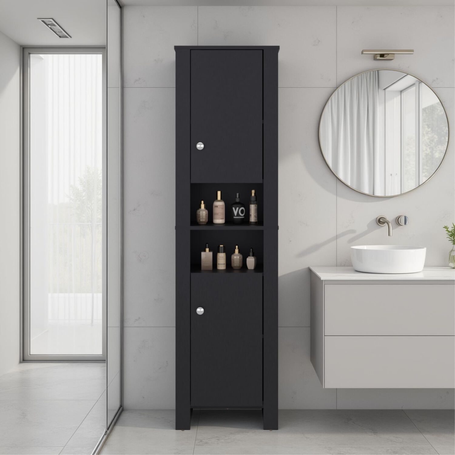Estante Ba&ntilde;o Organizador 2 Puertas Negro image number 5.0
