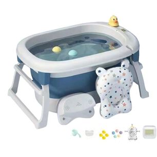Ba&ntilde;era Beb&eacute; Con Coj&iacute;n Term&oacute;metro Maxi Azul Lubabycas