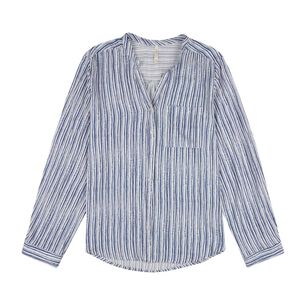 Blusa Full Print Manga Larga Roll Up Cuello V Mujer Geeps
