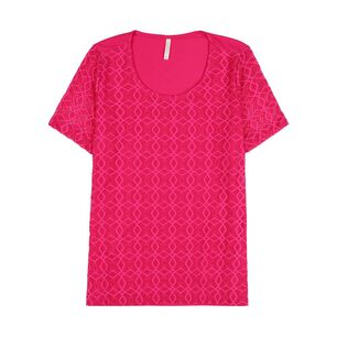 Polera Lace Delantero Manga Corta Cuello Redondo Mujer Geeps
